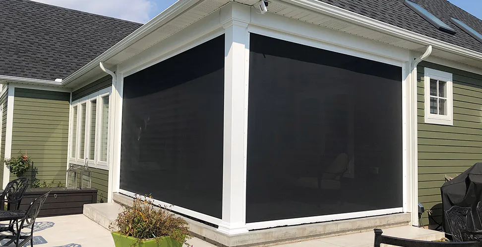 Privacy and Shade of Side Track Curtains on Patio